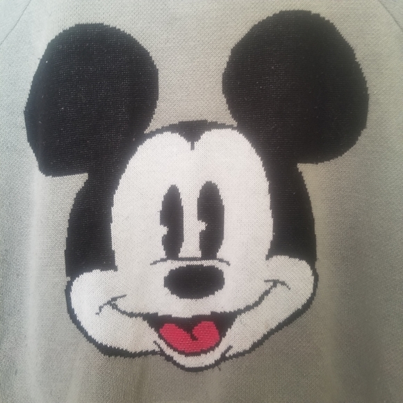 Mickey Mouse Gray Long Sleeve Crop Top Sweater - Picture 6 of 7